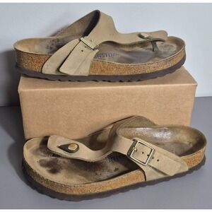Birkenstock Gizeh Womens Leather Thong Sandals 37 US 6/6.5 Light Brown